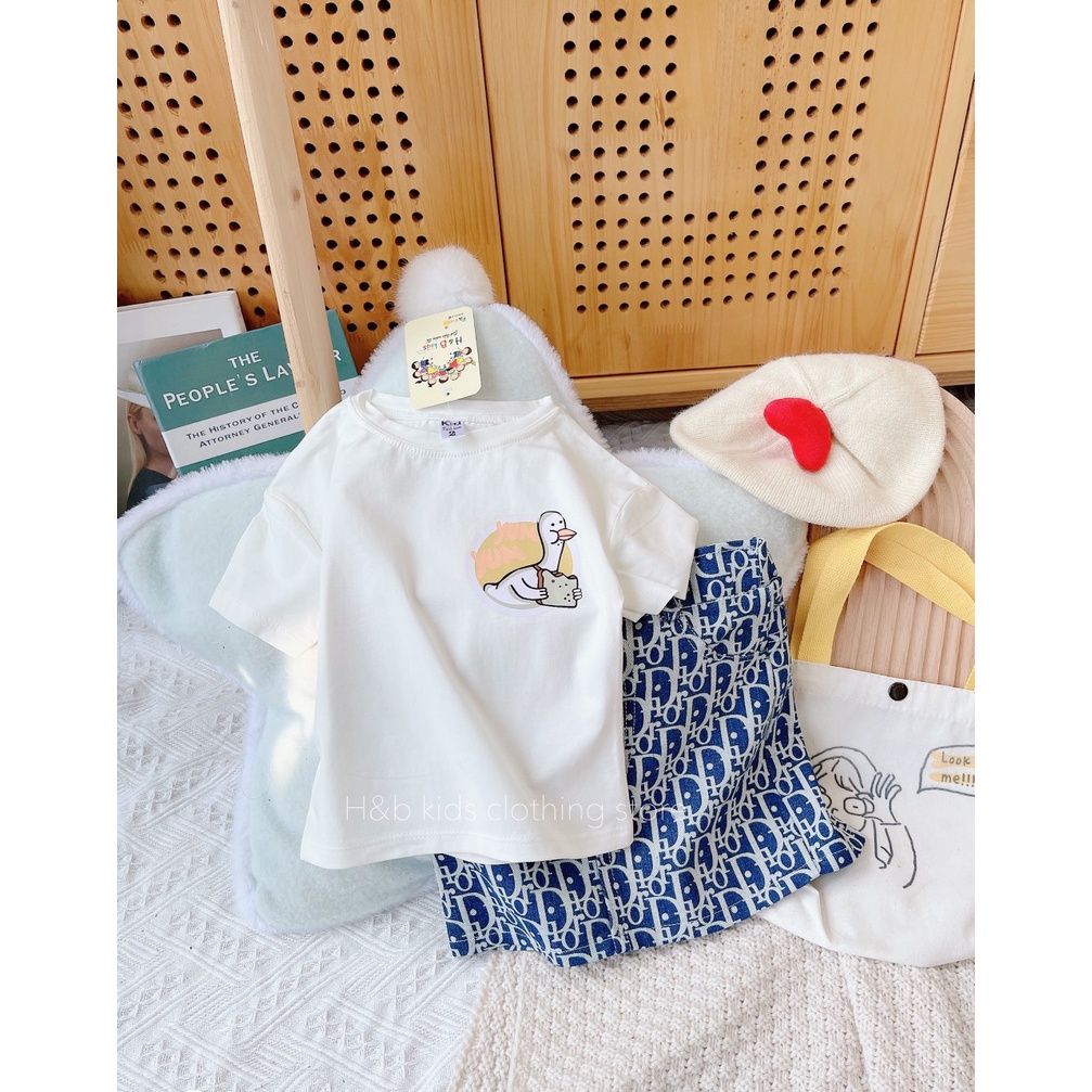 Set vịt cv jean in tràn bé gái