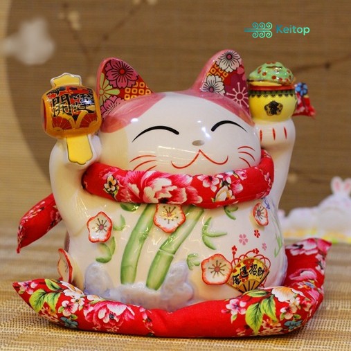 Mèo May Mắn Tài Lộc Thịnh Vượng Buôn May Bán Đắt 20cm KEITOP MANEKI-015