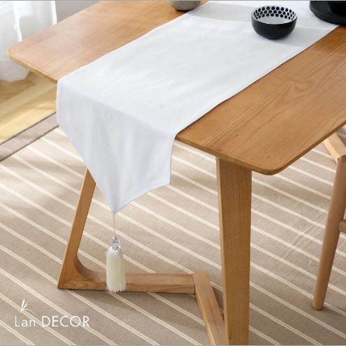 Landecor - Khăn trải bàn runner trắng trơn- TB489