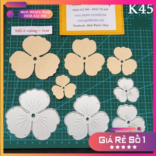 K45 - Khuôn Kim Loại Cắt Hoa 3 Cánh Có Gân 4 Size To Nhỏ