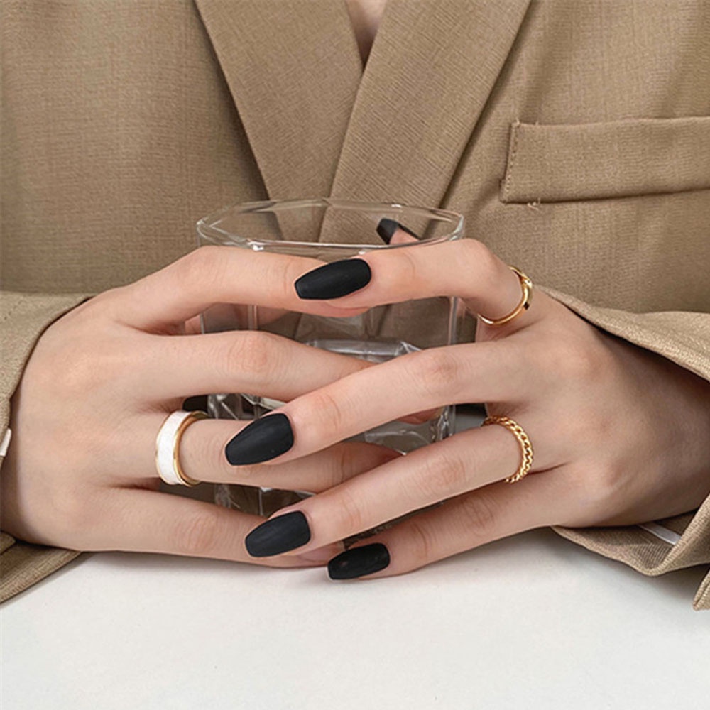 Bộ 3 Nhẫn Kim Loại Tròn Nhiều Màu Tùy Chỉnh Thời Trang Cho Nữ