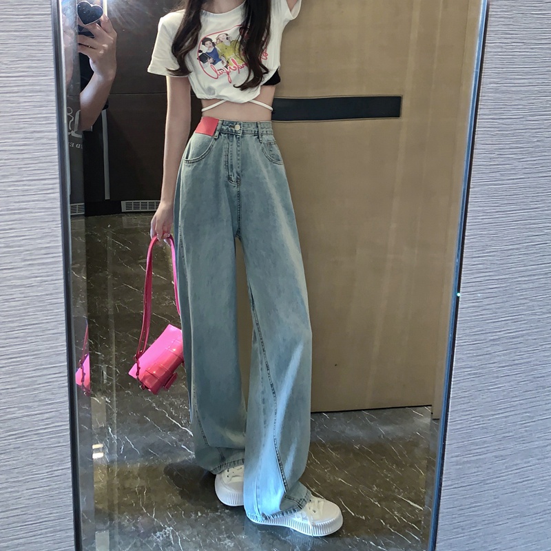 Quần jeans Nữ Dài Lưng Cao Ống Rộng Thời Trang Hàn Quốc