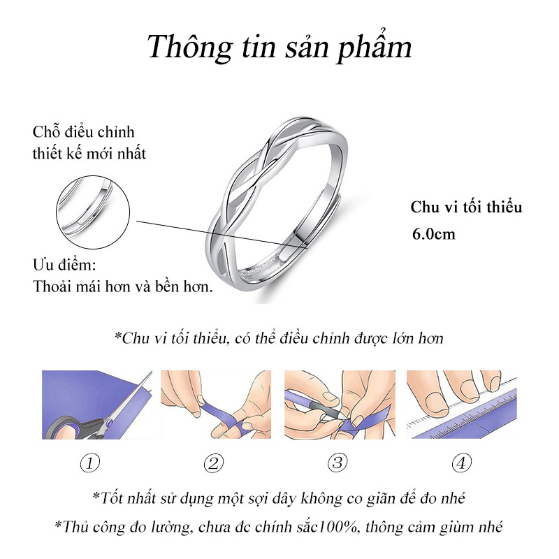 Nhẫn Nam Làm bằng tay Đơn giản Màu bạc Thiểu số Đan xen Cá Tính Inox Không phai màu NH-043