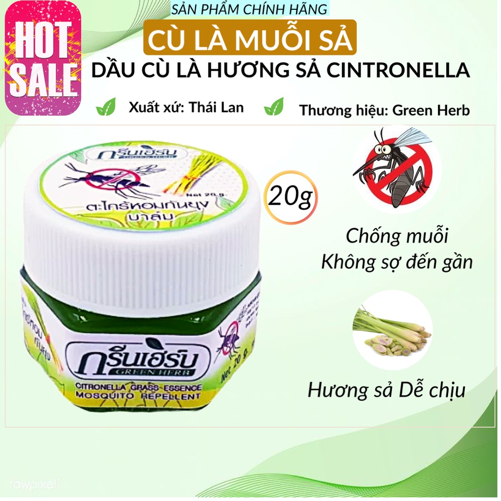 Dầu Cù Là Muỗi Sả Cintronella Thái Lan 20g - Hàng Chính Hãng