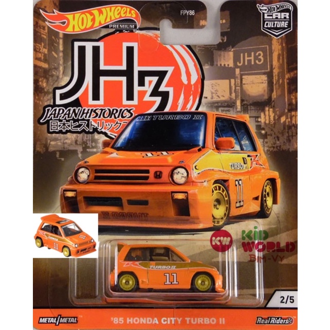 Xe mô hình Hot Wheels Premium Car Culture Japan Historics 3 Series 2020 '85 Honda City Turbo II GJP83, bánh cao su.