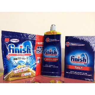 Combo Viên rửa bát Finish 150 viên + Muối Finish 1.2kg + Nước làm bóng Finish 400ml+ tặng 3 viên