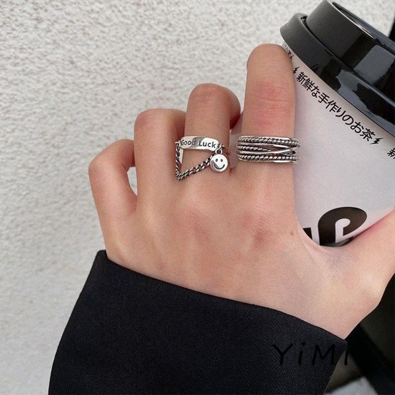 Nhẫn Thời Trang Hình Mặt Cười Phong Cách hip hop Cá Tính Cho Nữ