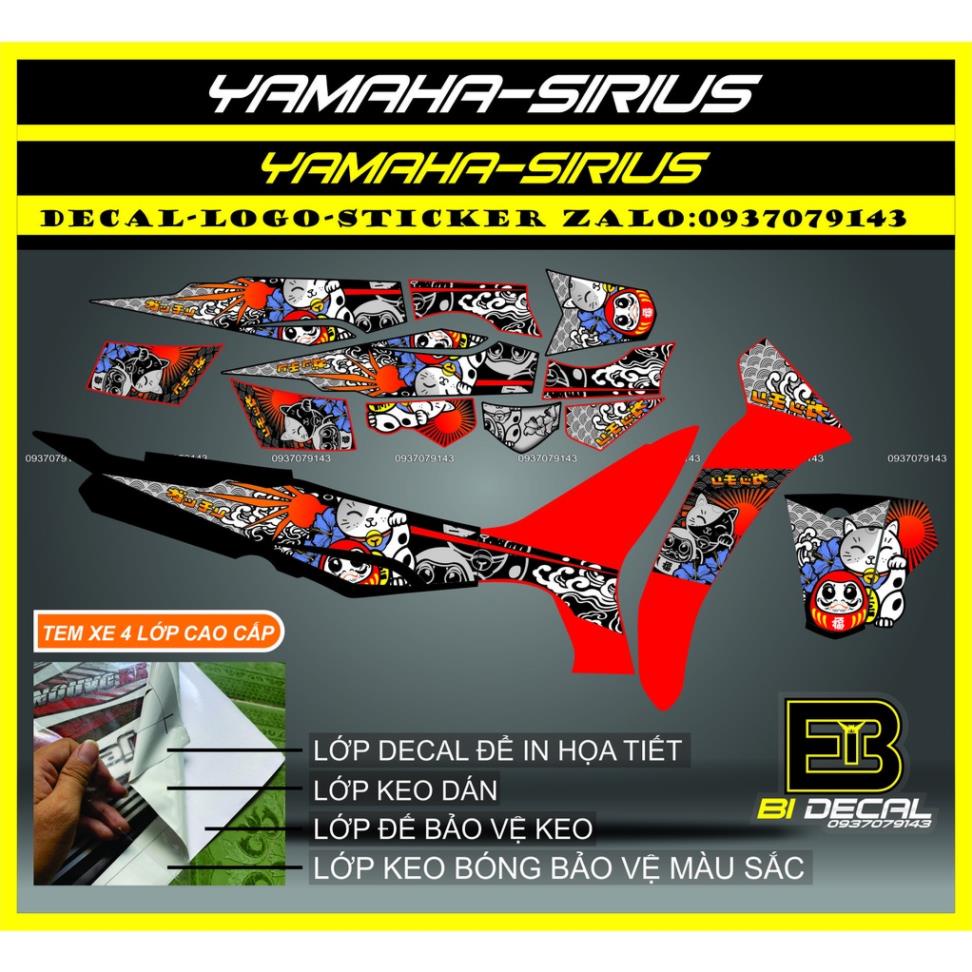 ( Quí khách vui lòng mang ra tiệm cho thợ dán ) Tem Sirius mèo thần tài