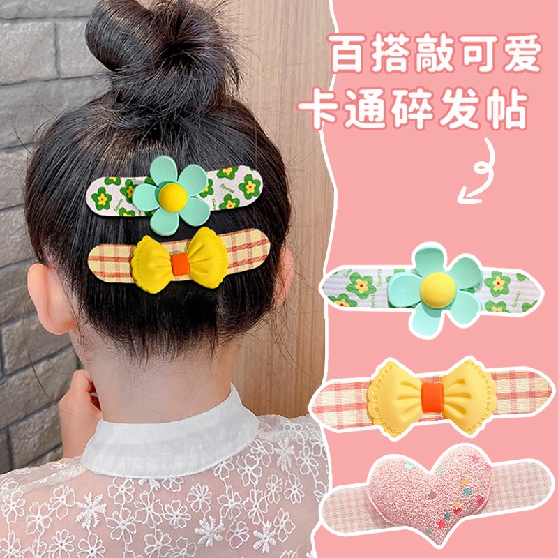 Set 10 kẹp (5 cặp) bấm mái vân nổi họa tiết hoạt hình dễ thương phong cách Hàn Quốc- kẹp mái