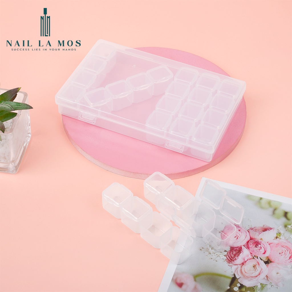 Hộp nhựa đựng đá, charm, phụ kiện nail 28 ô