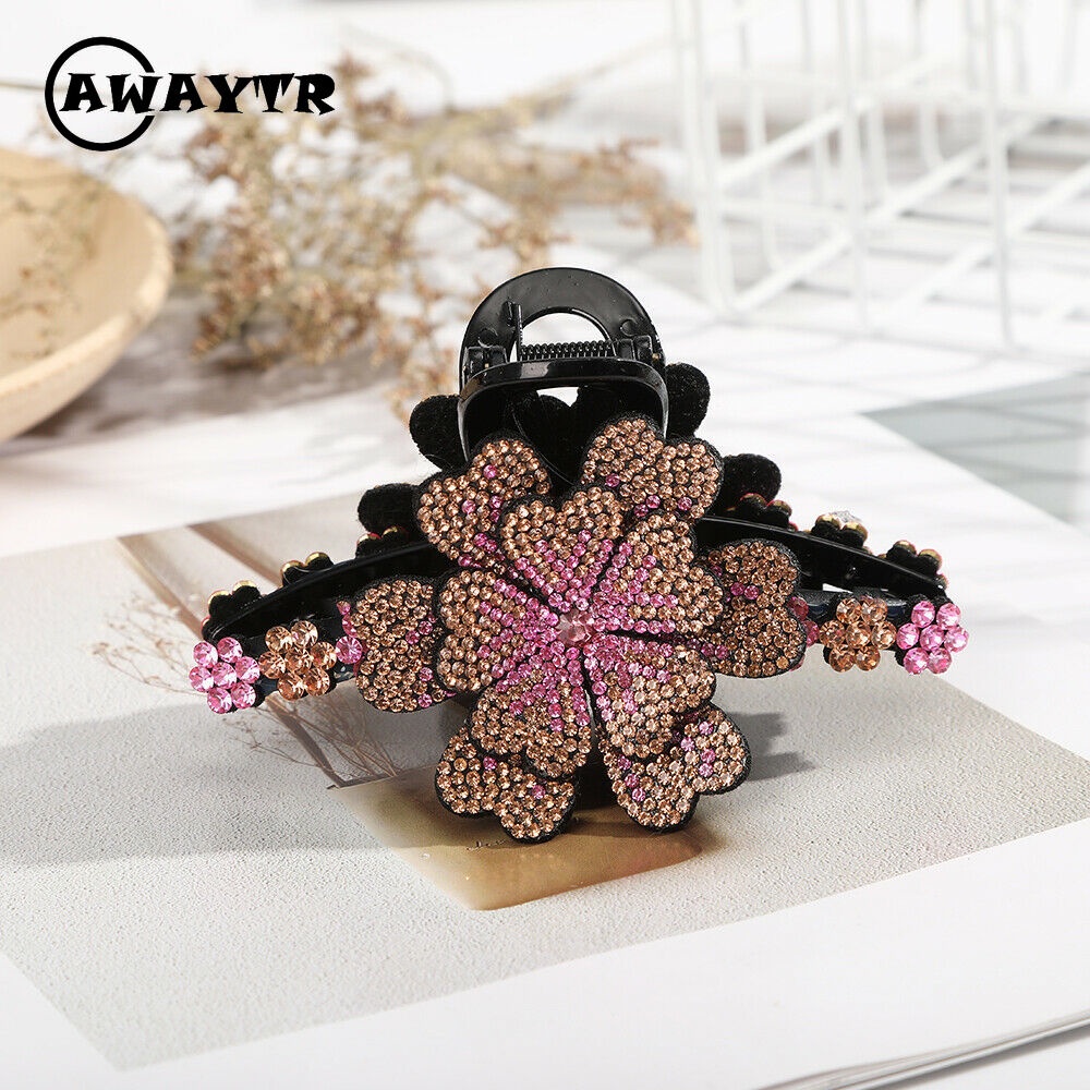 Kẹp tóc hình hoa đính đá thiết kế mới thời trang sang trọng dành cho nữ