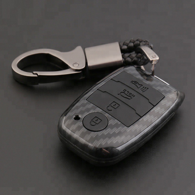 Bao chìa khóa bằng vân carbon, ốp chìa khóa, móc khóa ô tô dùng riêng cho xe Kia Morning, Sorento, Carens, Soluto, Rio