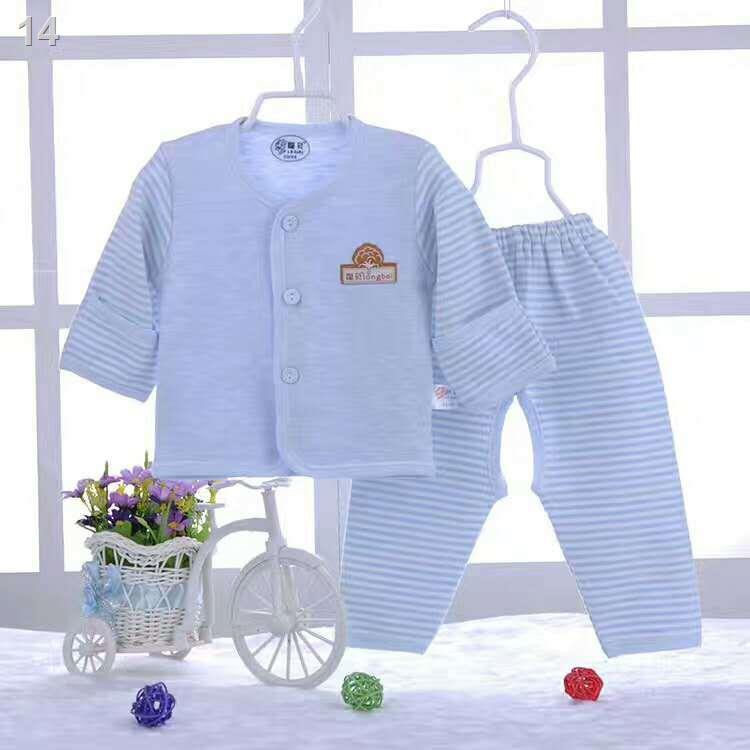 Bộ đồ trẻ sơ sinh thắt dây cho Áo mi một phần em cotton màu 0-3 tháng lót hở chân mẫu hè