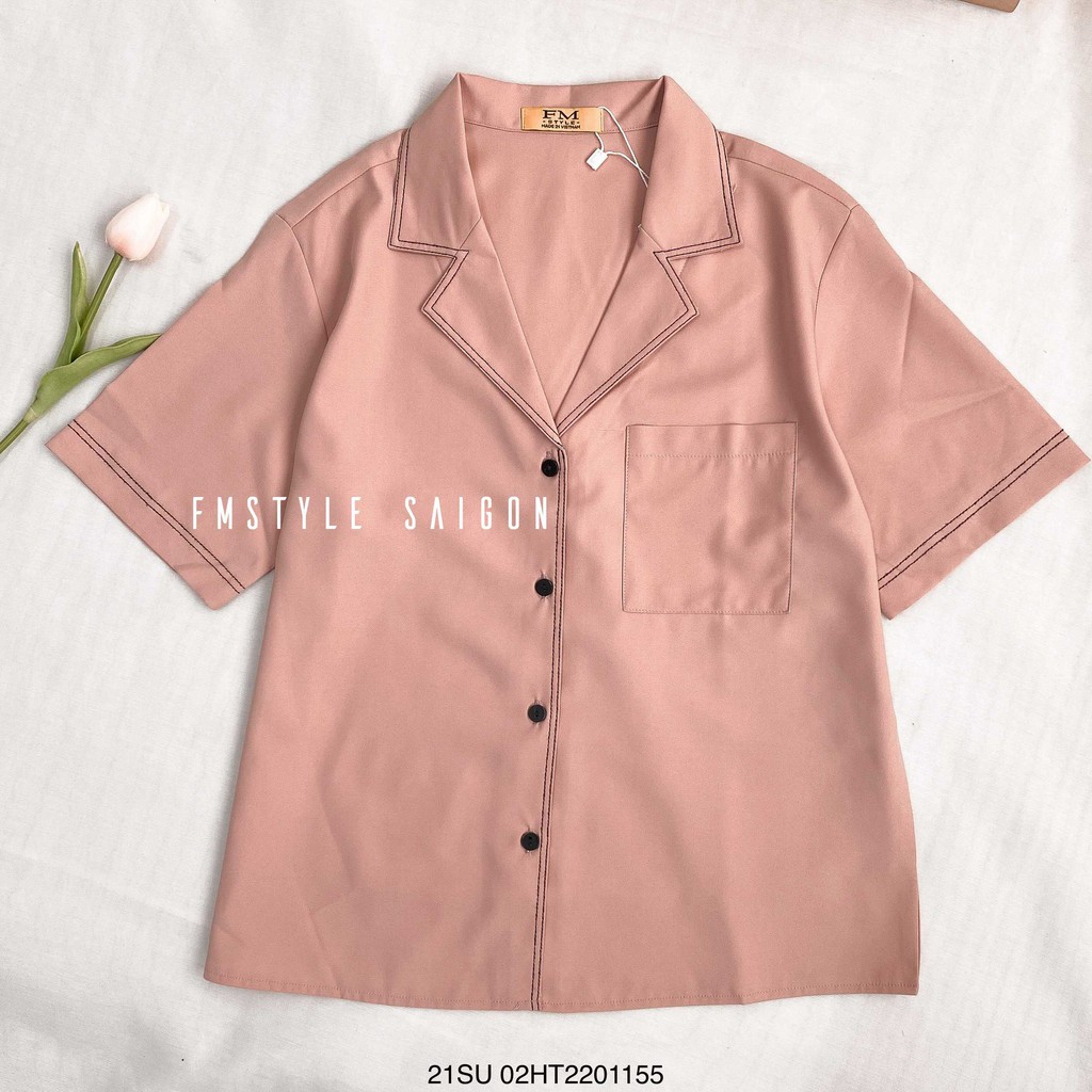 Áo sơ mi tay ngắn cổ vest viền ulzzang thời trang nữ Fmstyle Saigon (21SU05HT1801) | BigBuy360 - bigbuy360.vn