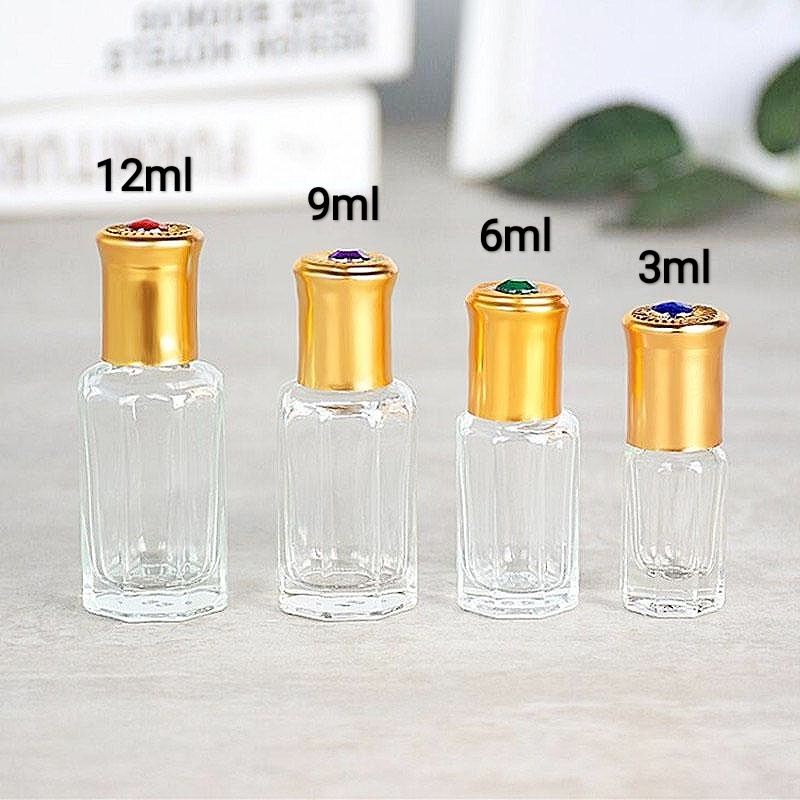 Bao đẹp xịn xọa Vỏ chai lọ thủy tinh 12ml 9ml 6ml 3ml đựng tinh dầu dubai chiết nước hoa dạng bi nhẹ chống rò rỉ dung ,