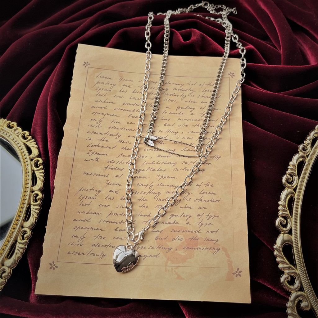 [Xả kho] Vòng cổ xích LAYER cá tính có thể tách set danh cho nam nữ - dây chuyền mặt trái tim