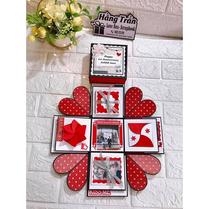 Hộp Love box màu đỏ (Tặng in 20 ảnh)