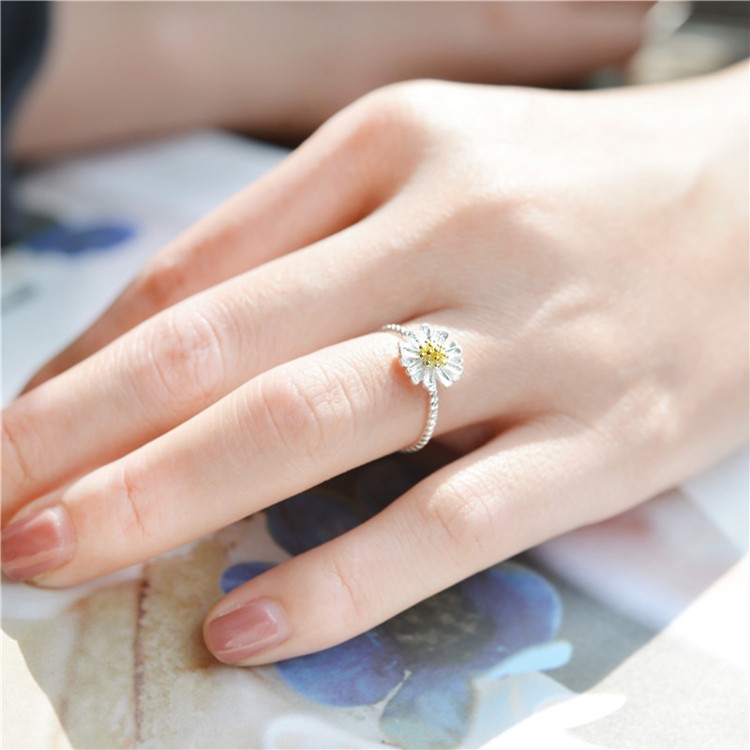 Nhẫn nữ hoa cúc họa mi nhỏ xinh, bạc S925 - N69