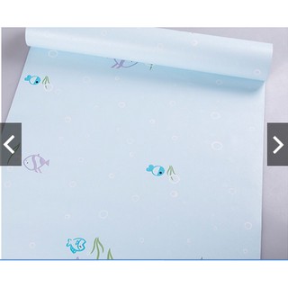 1 mét decal giấy dán tường cá xanh màu xanh dương khổ 45cm keo sẵn