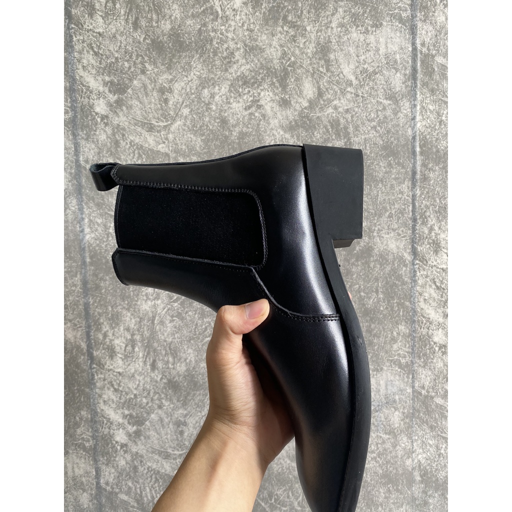 [ĐƯỢC KIỂM HÀNG] Giày thời trang nam Heels Chelsea Boots chất liệu da bò nguyên tấm đế cao su đúc nhiệt độn 4.5cm | BigBuy360 - bigbuy360.vn