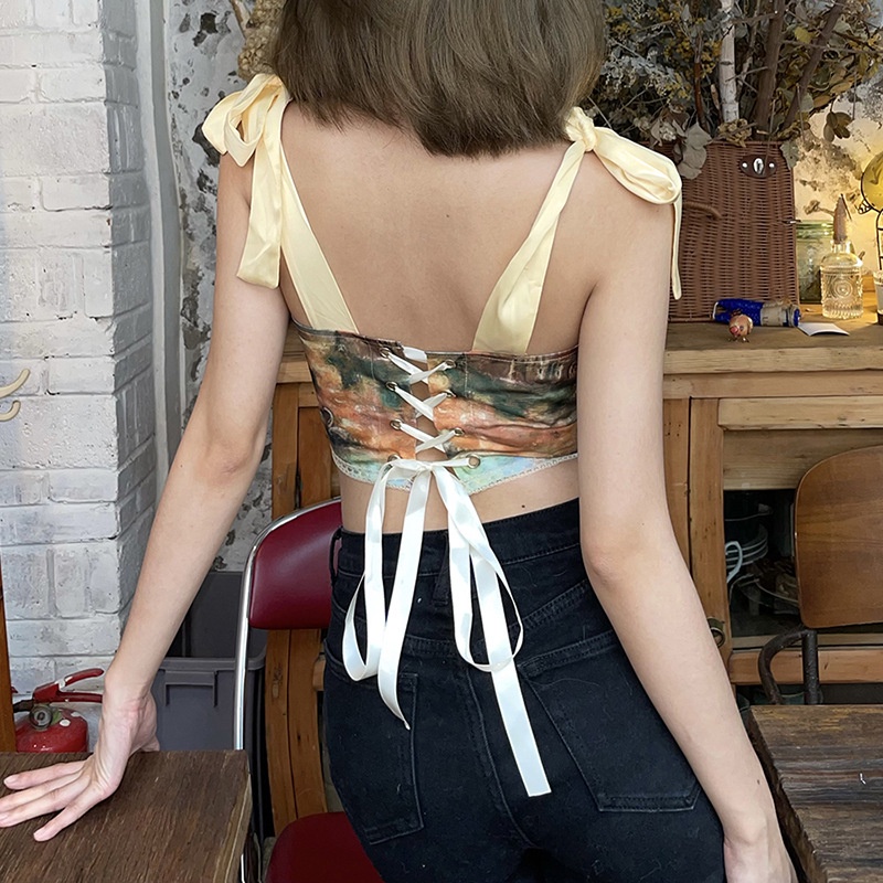 DUNEA Women's New Umbilical Strap Printing Camisole