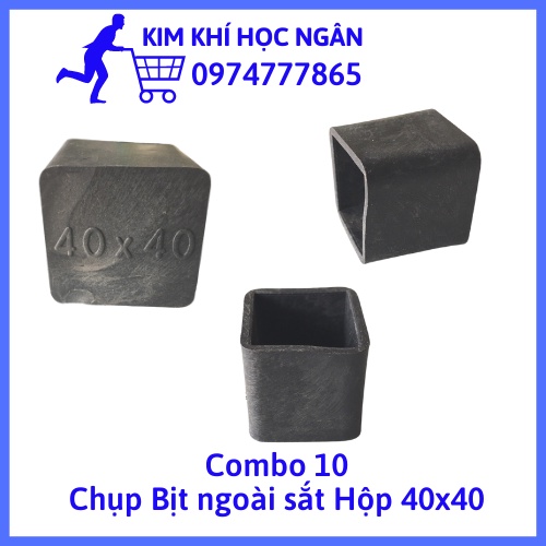Combo 10 Chụp bịt cao su ngoài sắt hộp 40x40 Kimkhihocngan nút bịt đầu sắt hộp, cửa cổng sắt