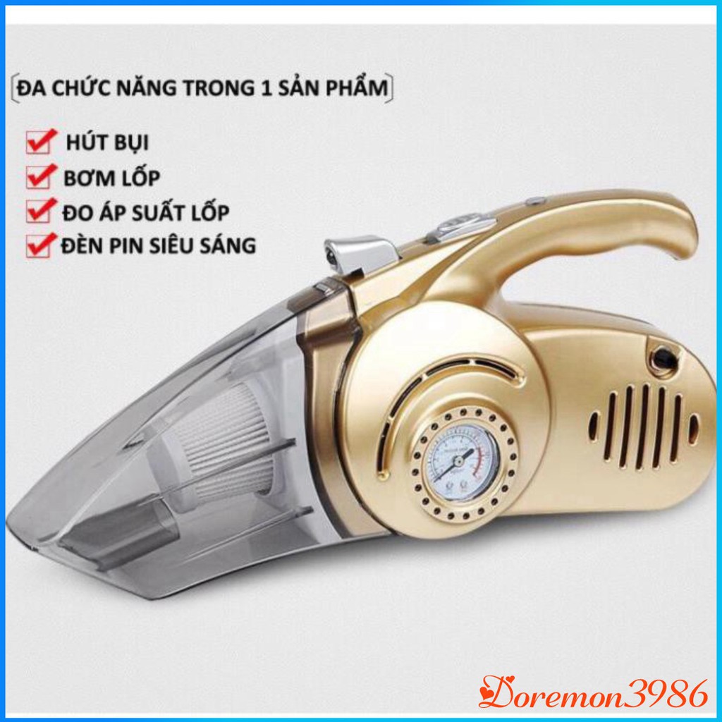 [FREE SHIP] 💥[CHÍNH HÃNG + FREE SHIP]💥 Máy Hút Bụi ô tô 4 in 1 Bơm Lốp Đo Áp Suất Và Đèn Pin Siêu Sáng BẢO HÀNH 1 NĂM�