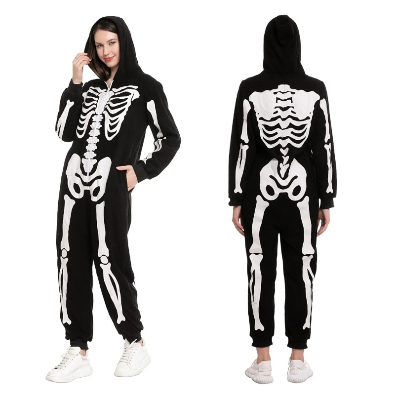 Bộ Đồ Ngủ Liền Thân Hình Bộ Xương Có Khóa Kéo Dành Cho Người Lớn Và Trẻ Em