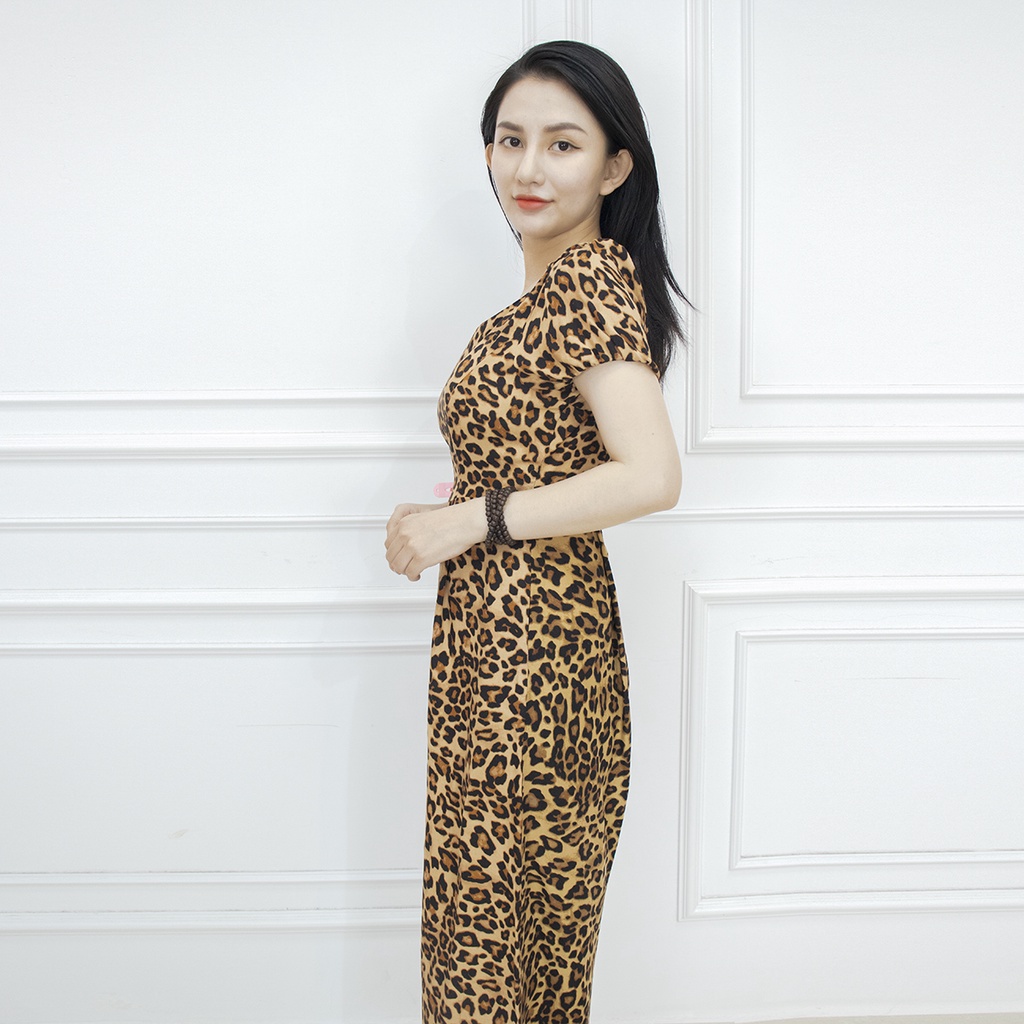 Jumpsuit nữ lanh maxi đi biển mặc nhà tay bo AMYRA -  jump dài ống rộng họa tiết bi beo có túi Ju008