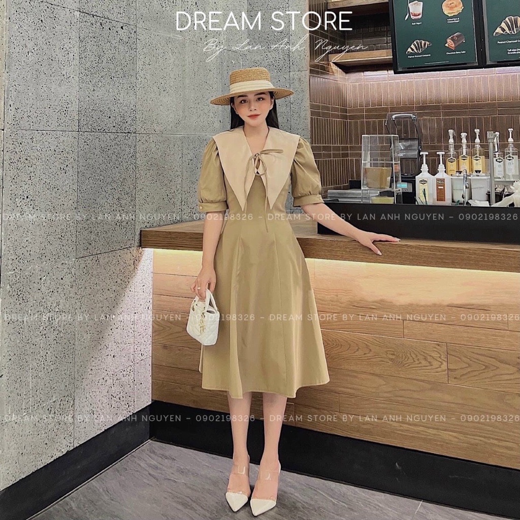 đầm lụa chữ A cổ kiểu bẻ V bản to ngắn tay