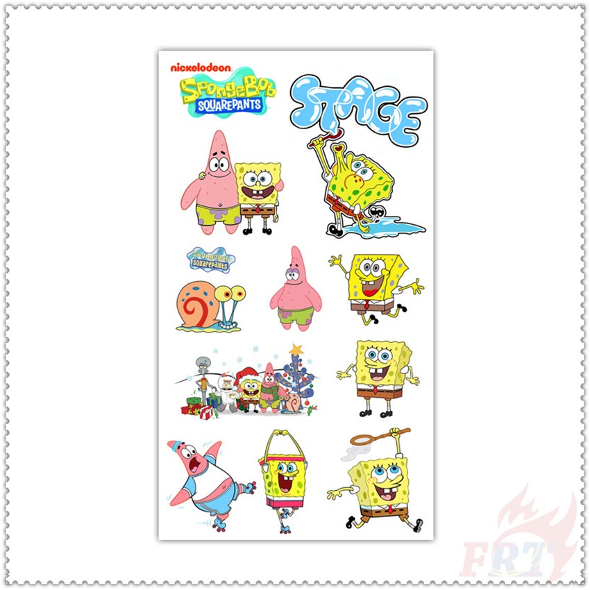 Miếng xăm dán tạm thời mini không thấm nước in hoạt hình Spongebob Squarepants