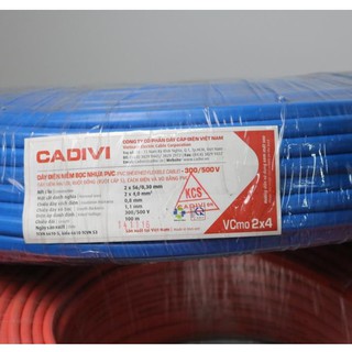 10m dây điện đôi cadivi 2 lớp bọc 2x4.0