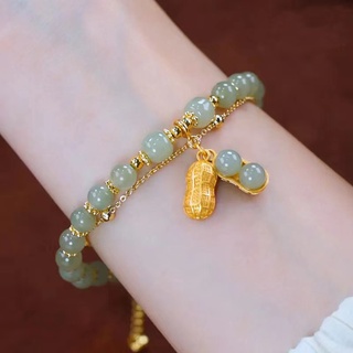Vòng tay hạt đậu, vòng tay phong thuỷ hạt đậu, chuỗi hạt phong thuỷ cao cấp bạc ta mạ vàng