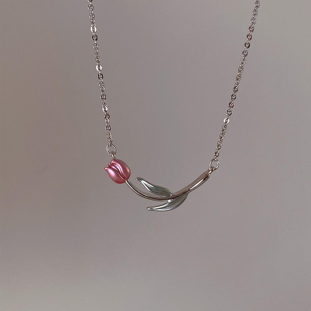 Vòng Cổ Choker Bằng Đồng Hình Hoa Tulip Ngọt Ngào Sang Trọng Cổ Điển Phong Cách Hàn Quốc Cho Nữ