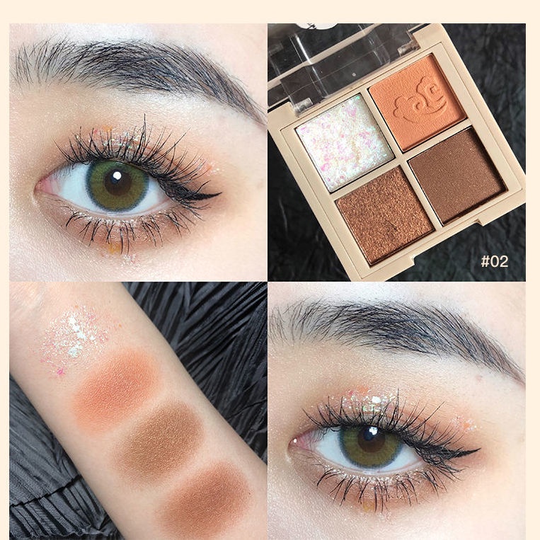 [Hàng mới về] Bảng phấn mắt Hanzou 4 màu long lanh chống nước và mồ hôi đẹp mắt không trang điểm | BigBuy360 - bigbuy360.vn