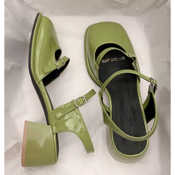 Giày Sandal Bít Mũi Vuông Đế Trung Chống Trượt Thời Trang Mùa Hè 2022 Cho Nữ