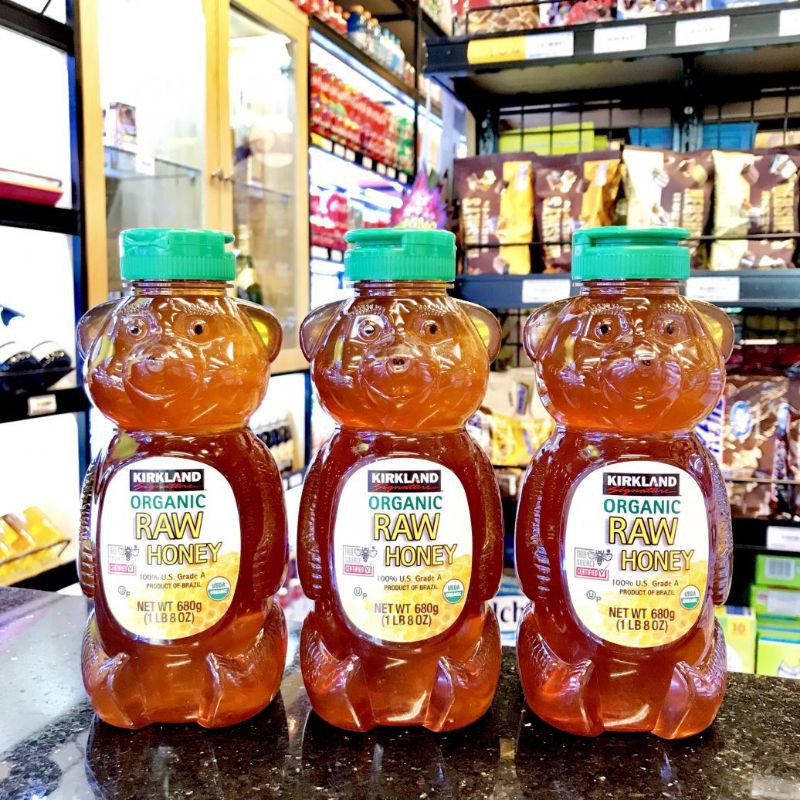 3 chai mật ong Kirkland Organic Raw Honey của Mỹ  chai 680g