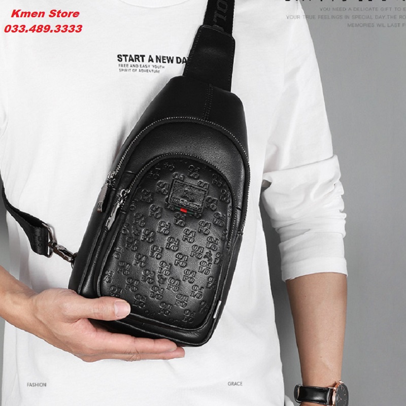Túi Đeo Chéo Nam Da Bò Thật Cao Cấp Unisex Hiệu POLO MEISDO Kiểu Dáng Hàn Quốc PL07