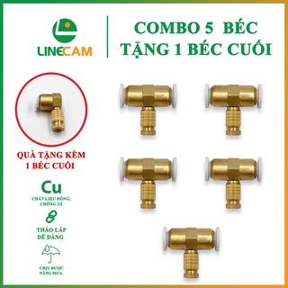 Combo 5 béc tưới phun sương bằng đồng nối ống phi 8mm dùng trong hệ thống làm mát