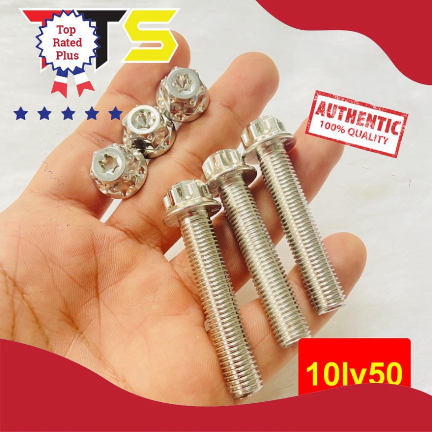 Ốc SALAYA 10LY trụ bông full size lắp chân gương, heo dầu, chân phuộc, treo pô xe số