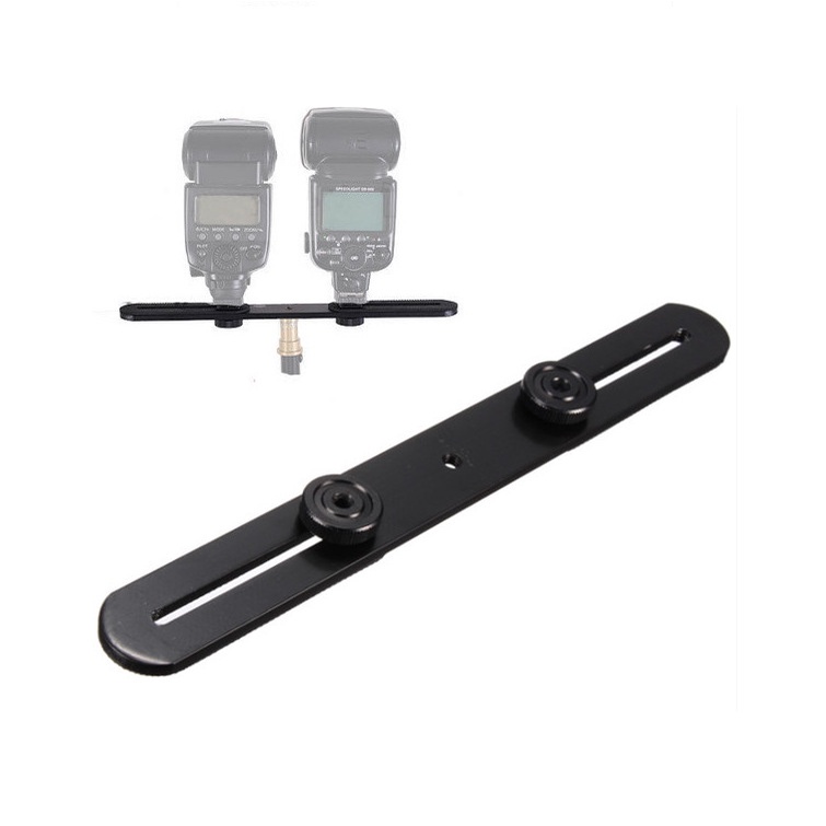 (CÓ SẴN) Thanh Bracket Đôi kim loại giúp gắn nhiều thiết bị lên Tripod như đèn Led, đèn Flash, Micro, điện thoại,...