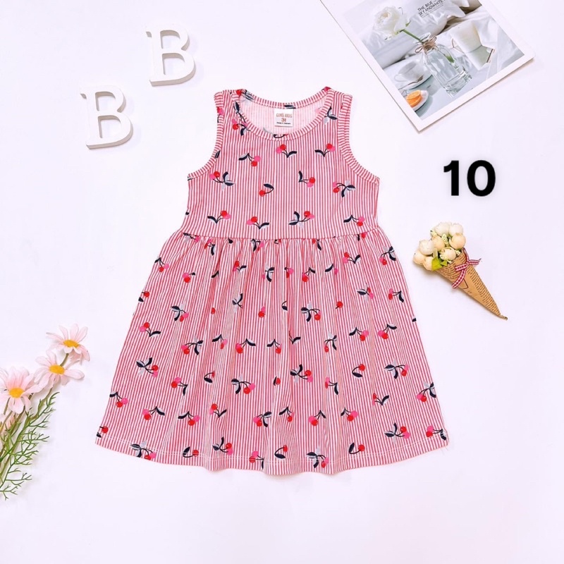 Váy thun hè cotton sát nách VNXK bé gái