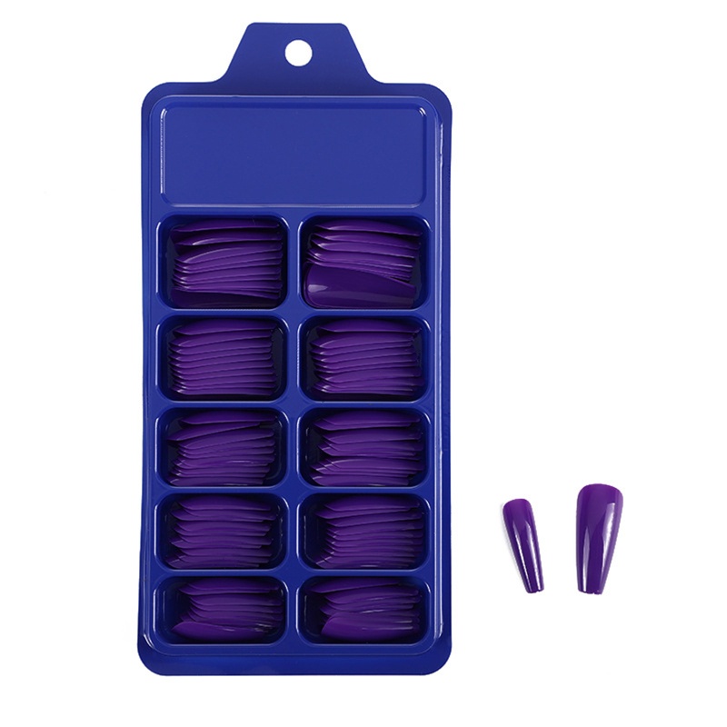 [Hàng mới về] Bộ 100 móng tay giả dáng dài vuông màu kẹo trơn che phủ toàn móng