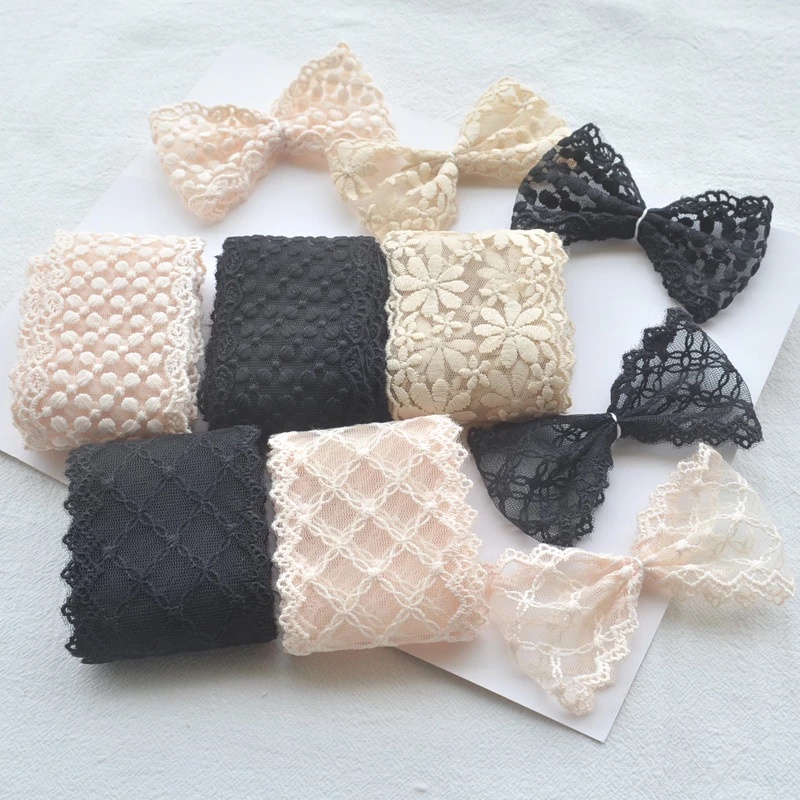Cuộn Vải Ren Bản Rộng 5.3CM Dài 1Yard Thêu Họa Tiết Phong Cách Châu Phi Dùng Làm Phụ Kiện Trang Trí Tóc Thủ Công