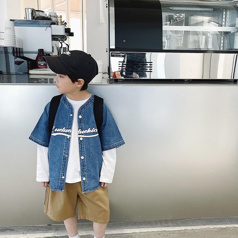 ÁO KHOÁC BÉ TRAI , ÁO KHOÁC CHO BÉ , ÁO JEAN BÓNG RỔ TRẺ EM ( A22187)