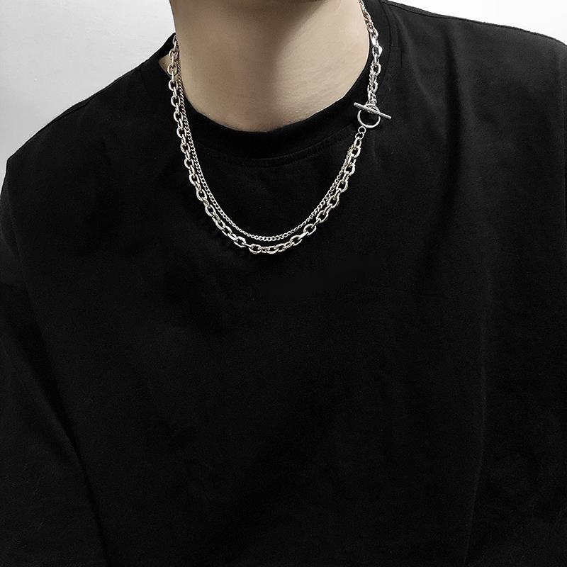 Vòng cổ hai lớp bằng thép titan phong cách hip hop sành điệu cá tính