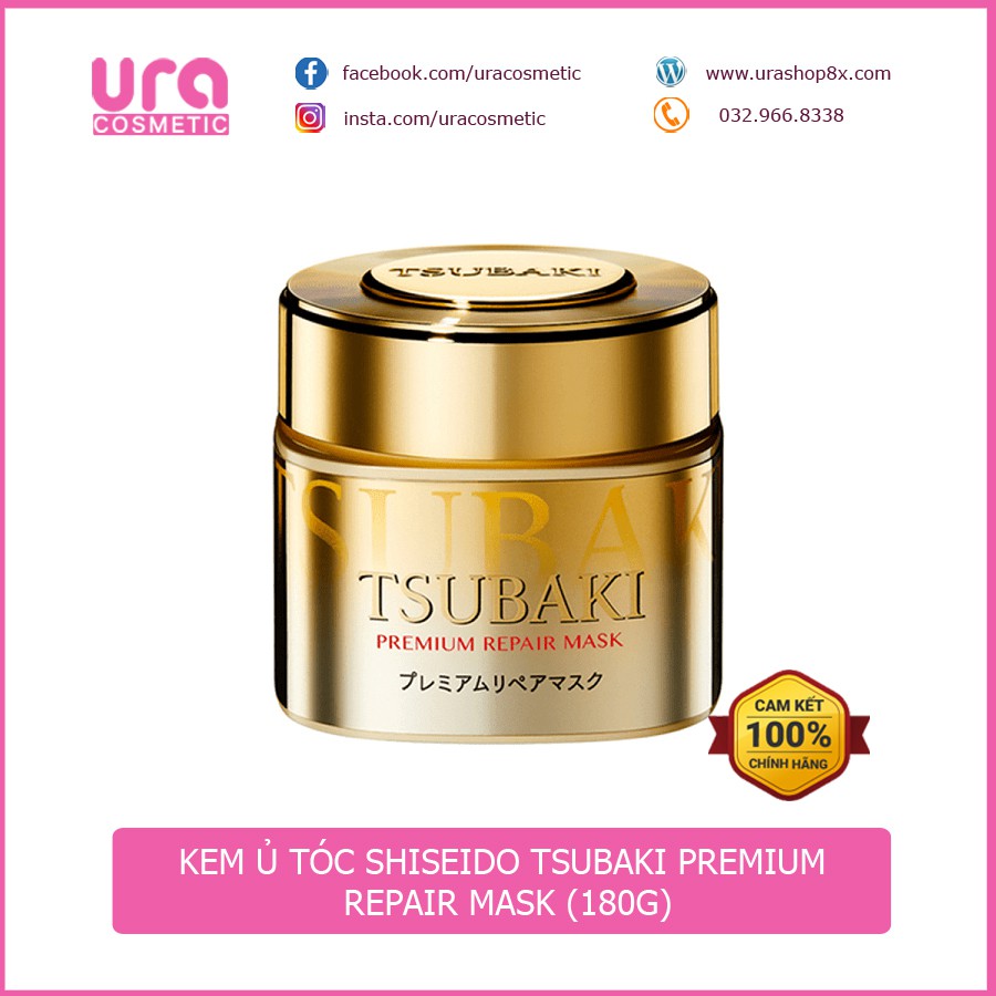 [CHÍNH HÃNG - HÀNG CÔNG TY] Kem Ủ &amp; Phục Hồi Tóc Hư Tổn Tsubaki Premium Repair Mask (180g)