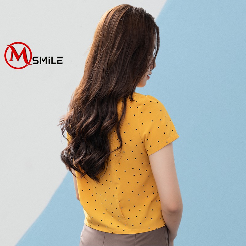 Áo Sơ Mi Nữ chấm bi Ao Sơ Mi Nữ dáng croptop cổ sen-MSA71 | BigBuy360 - bigbuy360.vn