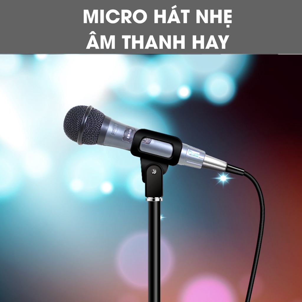 Micro karaoke có dây chính hãng Sunrise SM-109 hát nhẹ, bắt giọng hay, mic kèm dây zin dài 5m, chất lượng nhôm bền bỉ