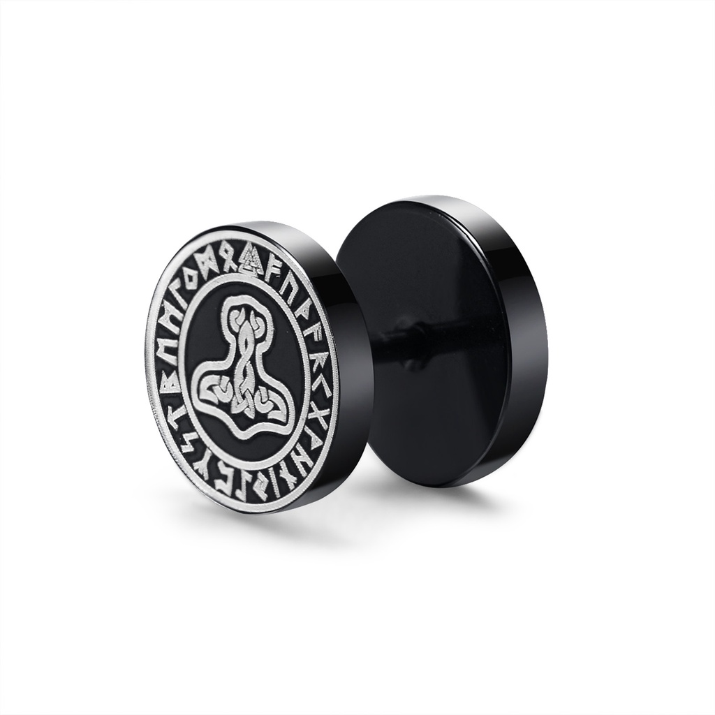 Vnox Khuyên Tai Đinh Tán Màu Đen Phong Cách Viking Viking Dành Cho Nam